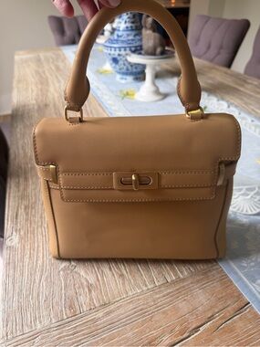 ANTONIO MELANI Camel Tan Top-Handle Handbag